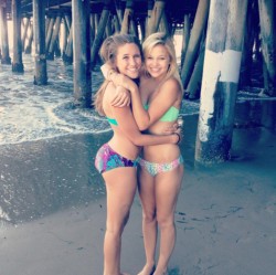 Olivia Holt - In Bikini on a Beach With a Friend - Date Unknown