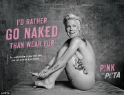 Pink (Alecia Moore) - posing Nude but covered for 2015 PETA Ad